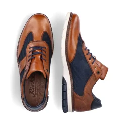 Hot Rieker Sznurowane Buty Meskie W Kolorze Cynamonowo-Brazowo-Oceanicznym