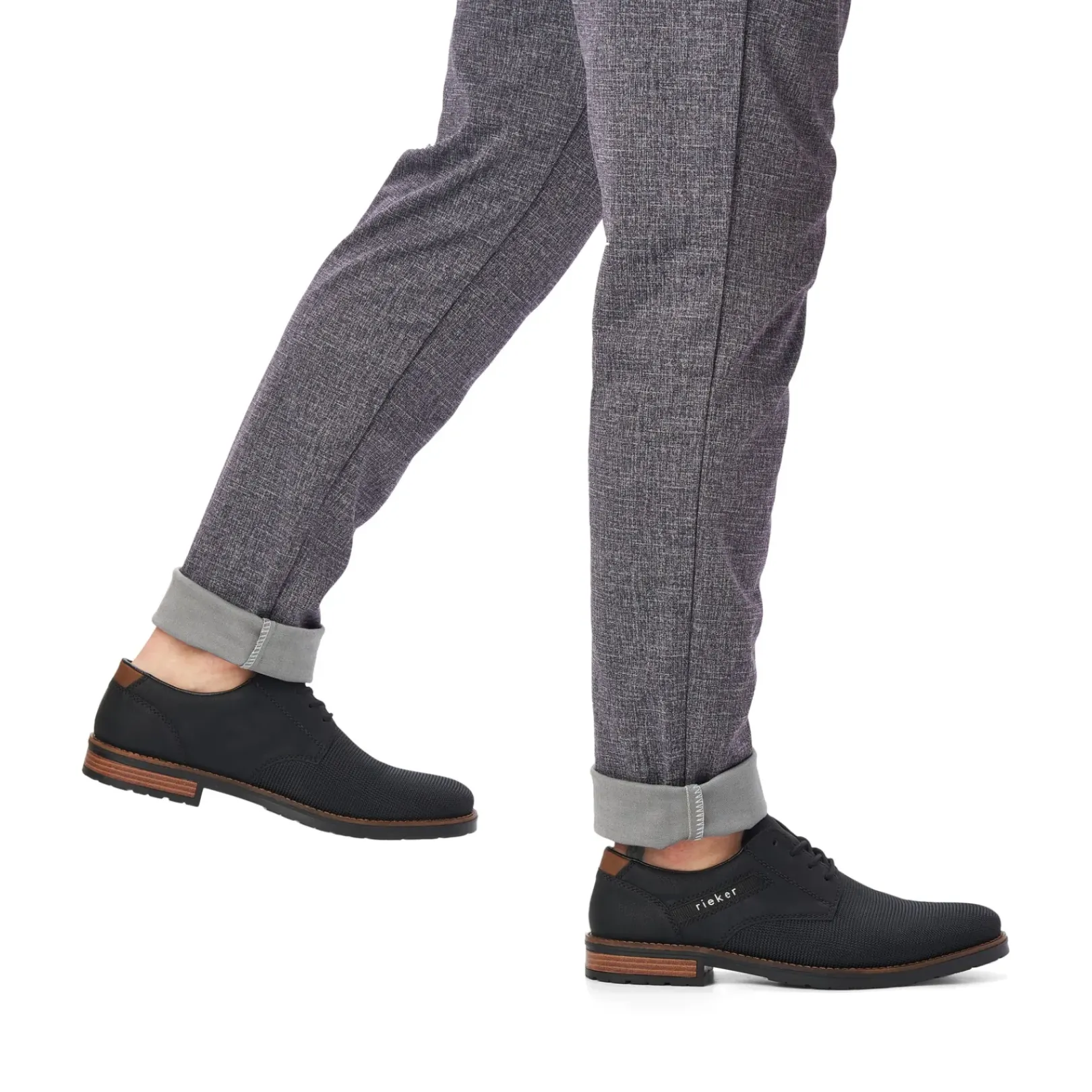 Fashion Rieker Sznurowane Buty Meskie W Kolorze Grafitowo-Czarnym