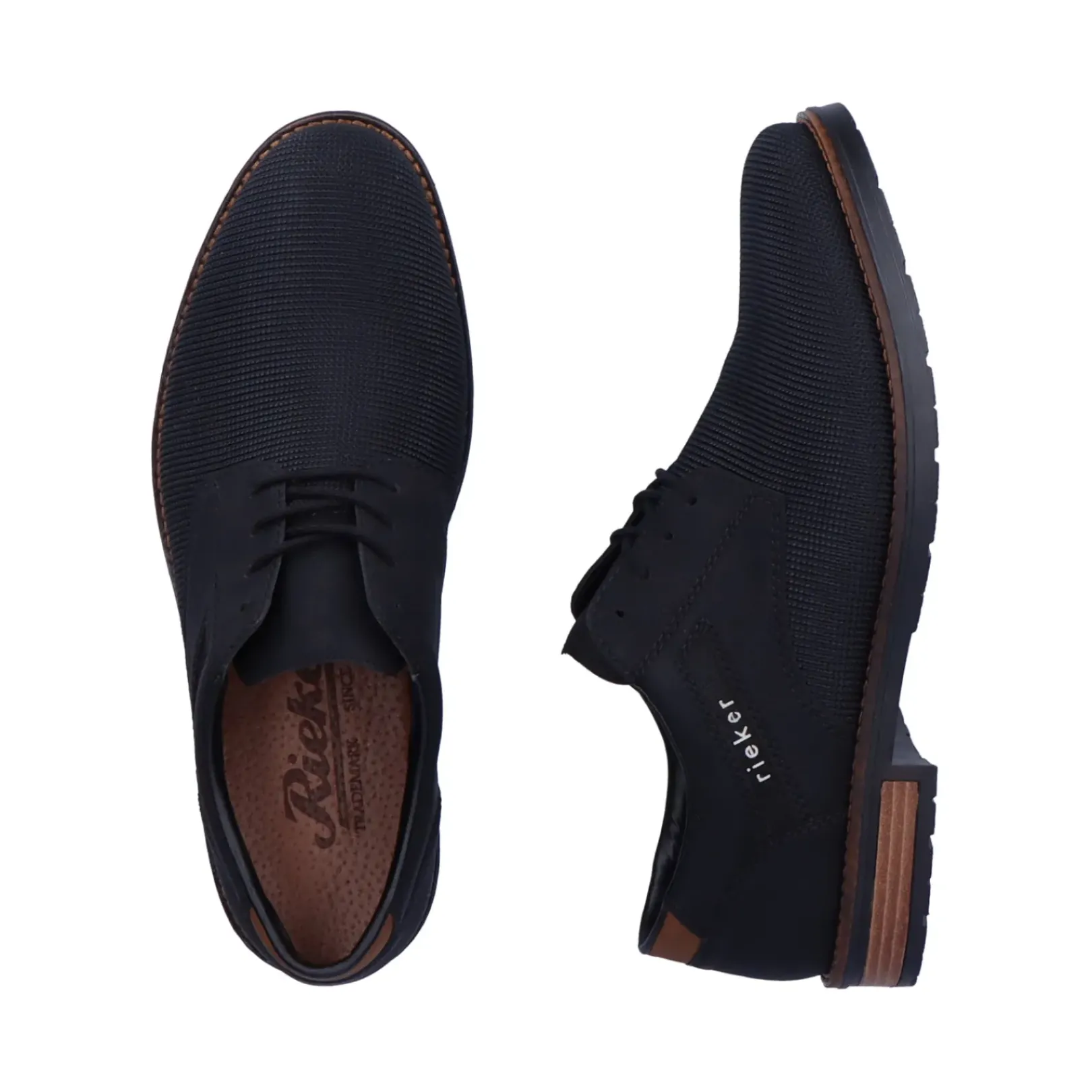 Fashion Rieker Sznurowane Buty Meskie W Kolorze Grafitowo-Czarnym