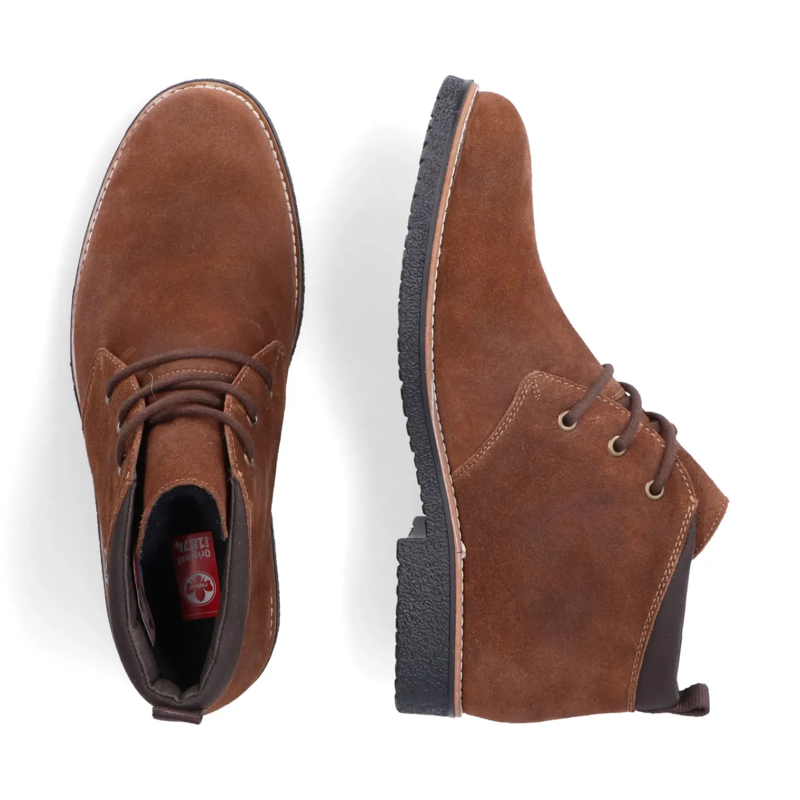 Fashion Rieker Sznurowane Buty Meskie W Kolorze Cynamonowego Brazu