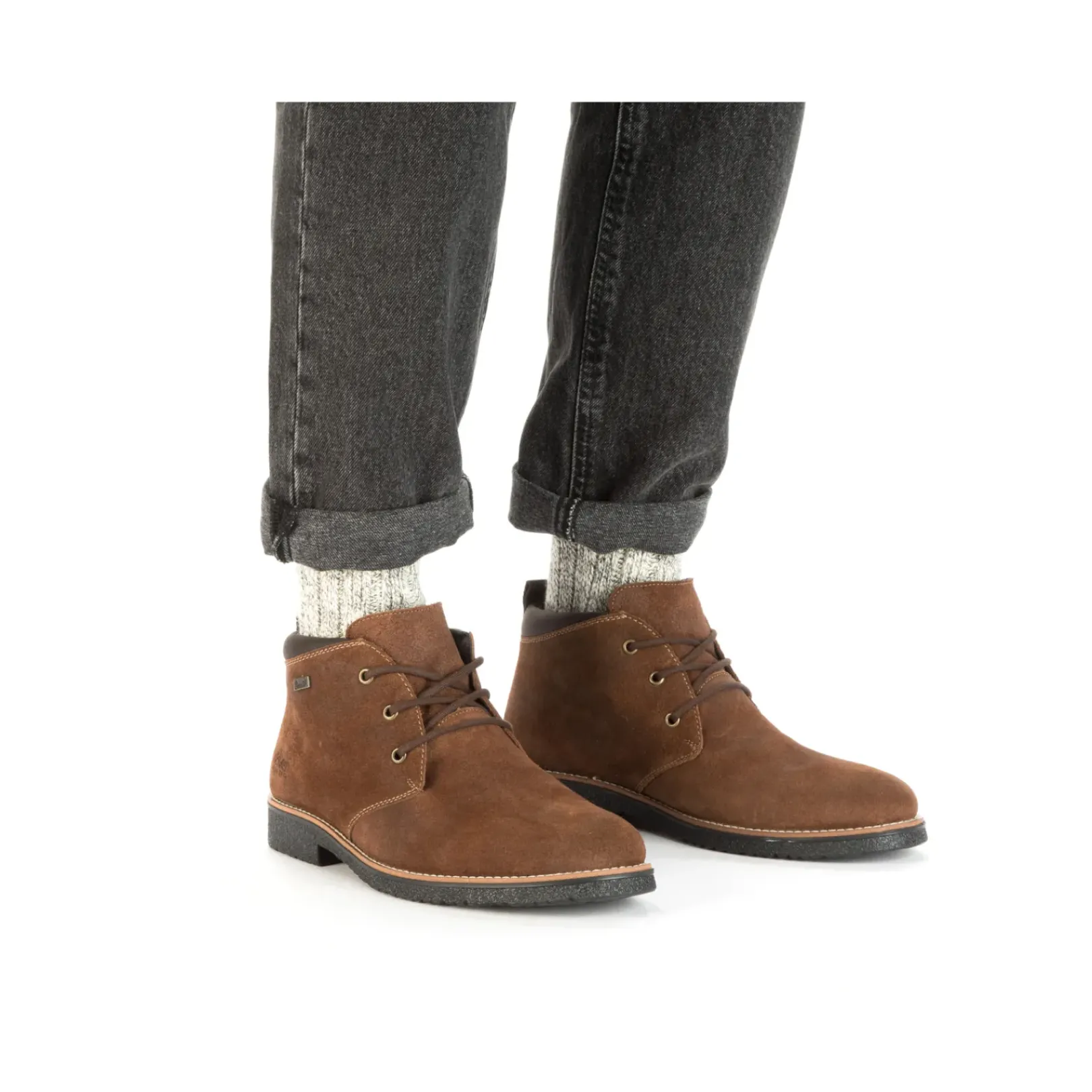 Fashion Rieker Sznurowane Buty Meskie W Kolorze Cynamonowego Brazu
