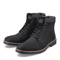 Hot Rieker Sznurowane Buty Meskie W Kolorze Glebokiej Czerni