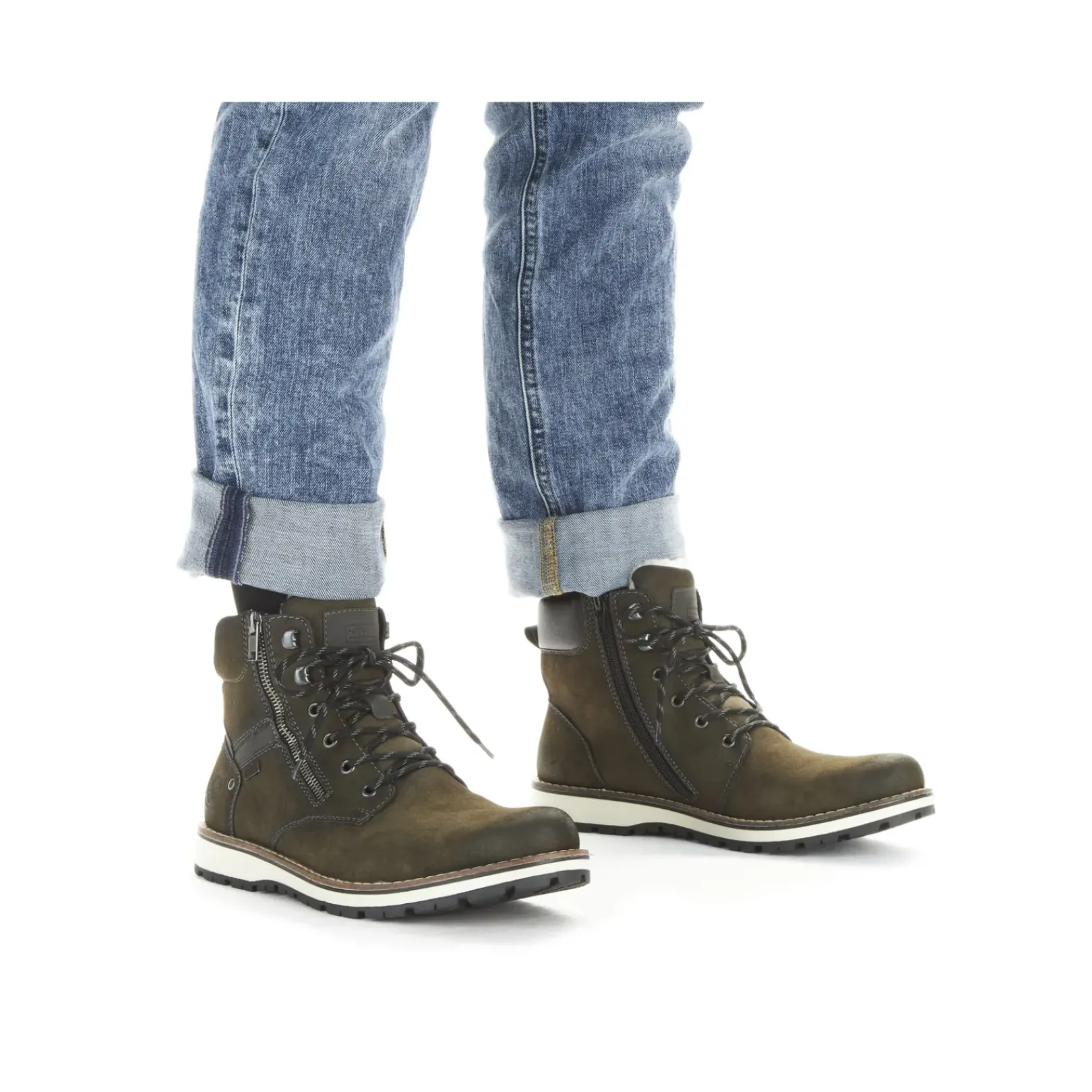 Hot Rieker Sznurowane Buty Meskie W Kolorze Oliwkowym