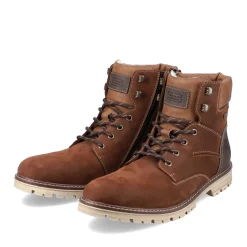 New Rieker Sznurowane Buty Meskie W Kolorze Nugatowo-Brazowym