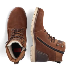 New Rieker Sznurowane Buty Meskie W Kolorze Nugatowo-Brazowym