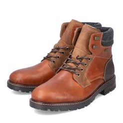 New Rieker Sznurowane Buty Meskie W Kolorze Karmelowo-Brazowym