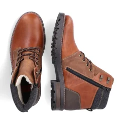 New Rieker Sznurowane Buty Meskie W Kolorze Karmelowo-Brazowym